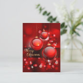 Cartes Pour Fêtes Annuelles Joyeux Noël Red Baubles (Debout devant)