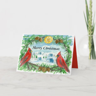 Cartes Pour Fêtes Annuelles Joyeux Noël Red Cardinal Birds Victorian