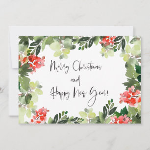 Cartes Pour Fêtes Annuelles Joyeux Noël Red Holly Modern Script