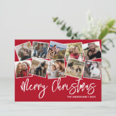 Cartes Pour Fêtes Annuelles Joyeux Noël Red Photo Collage (Debout devant)