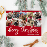 Cartes Pour Fêtes Annuelles Joyeux Noël Red Photo Collage<br><div class="desc">Découvrez nos élégants cartes de fin de année de Noël, un mélange de tradition et d'innovation qui fait chaud au coeur. Sur un arrière - plan de rouge classique, ils présentent un collage aux multiples facettes de 10 photos, résumant parfaitement une année de moments chéris. Ces cartes, personnalisées avec les...</div>