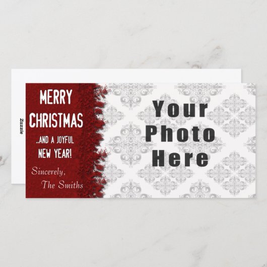 Cartes Pour Fêtes Annuelles Joyeux Noël Red Snowflake (Devant / Derrière)