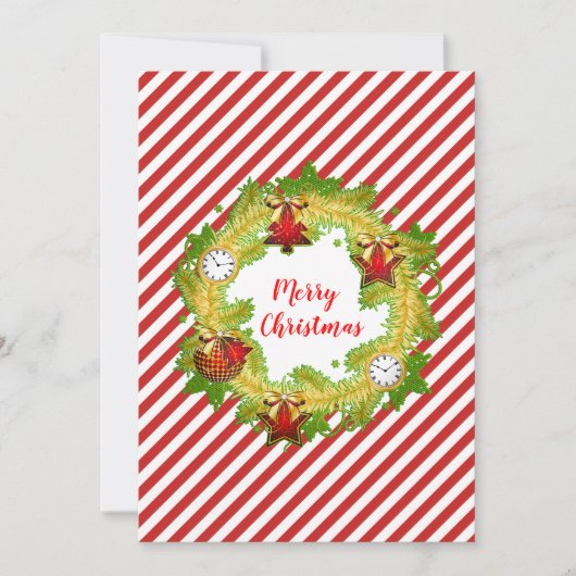 Cartes Pour Fêtes Annuelles Joyeux Noël Red Stripes (Devant)