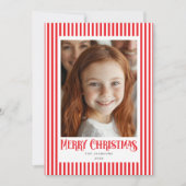 Cartes Pour Fêtes Annuelles Joyeux Noël Red Stripes Design de vacances (Devant)