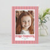 Cartes Pour Fêtes Annuelles Joyeux Noël Red Stripes Design de vacances (Debout devant)