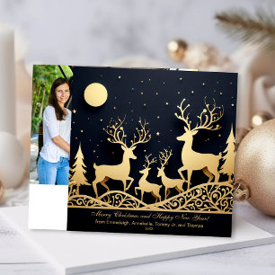 Cartes Pour Fêtes Annuelles Joyeux Noël Reindeer Photo de famille