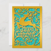 Cartes Pour Fêtes Annuelles Joyeux Noël Reindeer Silhouettes Snowflake (Devant)