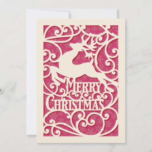 Cartes Pour Fêtes Annuelles Joyeux Noël Reindeer Silhouettes Snowflake (Devant)