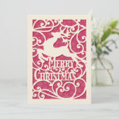 Cartes Pour Fêtes Annuelles Joyeux Noël Reindeer Silhouettes Snowflake (Debout devant)