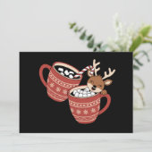 Cartes Pour Fêtes Annuelles Joyeux Noël Renne Mignon Famille Noël Café (Debout devant)