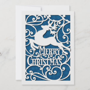 Cartes Pour Fêtes Annuelles Joyeux Noël Renne Silhouettes Flocon de neige