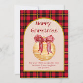 Cartes Pour Fêtes Annuelles joyeux noël rétro buffle arceau plaid rouge (Devant)
