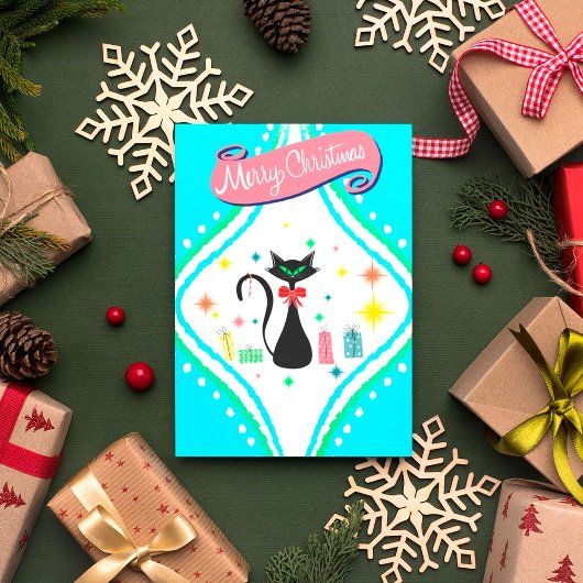 Cartes Pour Fêtes Annuelles Joyeux Noël Retro Chat Siamese