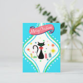 Cartes Pour Fêtes Annuelles Joyeux Noël Retro Chat Siamese (Debout devant)