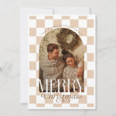 Cartes Pour Fêtes Annuelles Joyeux Noël Retro Checkerboard Arche photo (Devant)