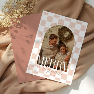 Cartes Pour Fêtes Annuelles Joyeux Noël Retro Checkerboard Arche photo
