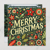 Cartes Pour Fêtes Annuelles Joyeux Noël rétro décoratif (Devant / Derrière)