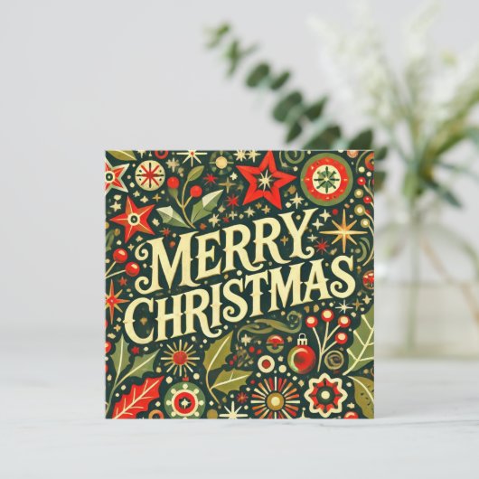 Cartes Pour Fêtes Annuelles Joyeux Noël rétro décoratif (Debout devant)