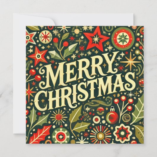 Cartes Pour Fêtes Annuelles Joyeux Noël rétro décoratif (Devant)