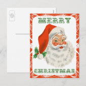 Cartes Pour Fêtes Annuelles Joyeux Noël rétro Père Noël (Devant / Derrière)