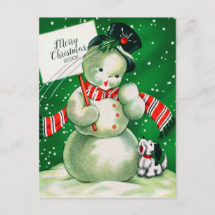 Cartes Pour Fêtes Annuelles Joyeux Noël   Retro Snowman