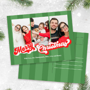 Cartes Pour Fêtes Annuelles Joyeux Noël Retro Typographie Multi Photo