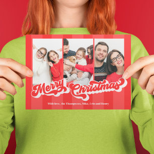 Cartes Pour Fêtes Annuelles Joyeux Noël Retro Typographie Multi Trois Photo