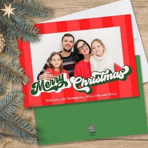 Cartes Pour Fêtes Annuelles Joyeux Noël Retro Typographie Rouge Green Photo