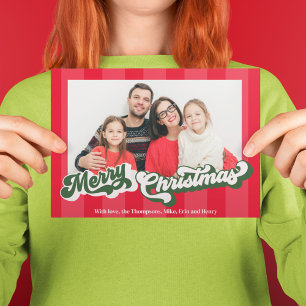 Cartes Pour Fêtes Annuelles Joyeux Noël Retro Typographie Rouge Vert