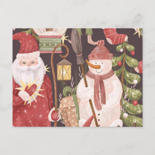 Cartes Pour Fêtes Annuelles Joyeux Noël rétro Vintage Père Noël