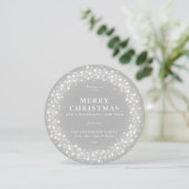 Cartes Pour Fêtes Annuelles Joyeux Noël Rond Gris Feux (Debout devant)