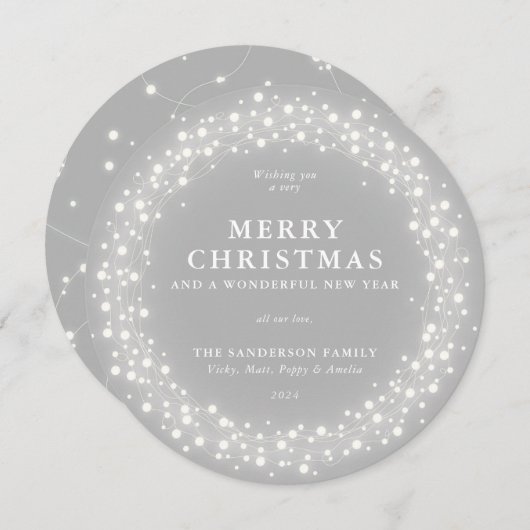 Cartes Pour Fêtes Annuelles Joyeux Noël Rond Gris Feux (Devant / Derrière)