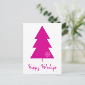Cartes Pour Fêtes Annuelles Joyeux Noël rose chaud arbre de Noël (Debout devant)