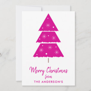 Cartes Pour Fêtes Annuelles Joyeux Noël rose chaud Arbre de Noël Snowflakes
