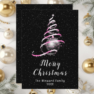 Cartes Pour Fêtes Annuelles Joyeux Noël rose et noir