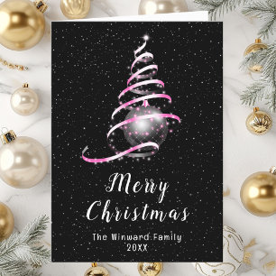 Cartes Pour Fêtes Annuelles Joyeux Noël rose et noir