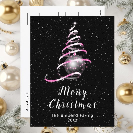 Cartes Pour Fêtes Annuelles Joyeux Noël rose et noir