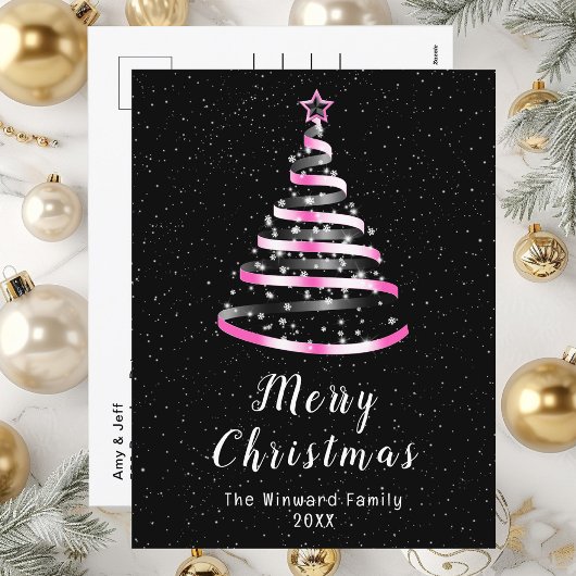 Cartes Pour Fêtes Annuelles Joyeux Noël rose et noir