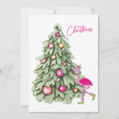 Cartes Pour Fêtes Annuelles Joyeux Noël rose Flamant rose Pastel Tree (Devant)