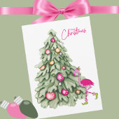 Cartes Pour Fêtes Annuelles Joyeux Noël rose Flamant rose Pastel Tree