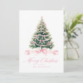 Cartes Pour Fêtes Annuelles Joyeux Noël rose hiver (Debout devant)