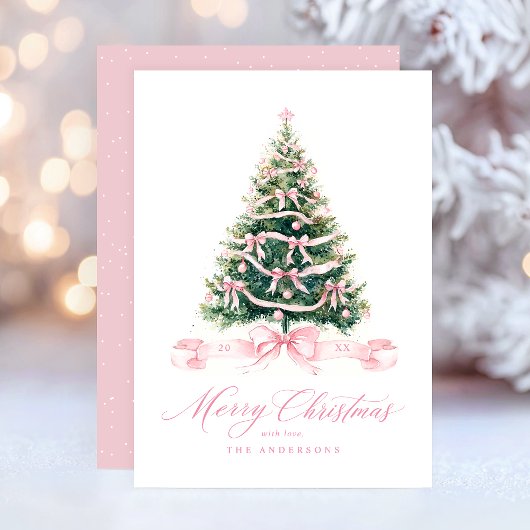 Cartes Pour Fêtes Annuelles Joyeux Noël rose hiver