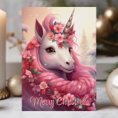 Cartes Pour Fêtes Annuelles Joyeux Noël rose licorne