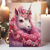 Cartes Pour Fêtes Annuelles Joyeux Noël rose licorne