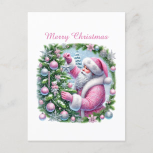 Cartes Pour Fêtes Annuelles Joyeux Noël rose Père Noël