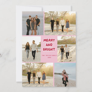 Cartes Pour Fêtes Annuelles Joyeux Noël rose rose pâle et brillant