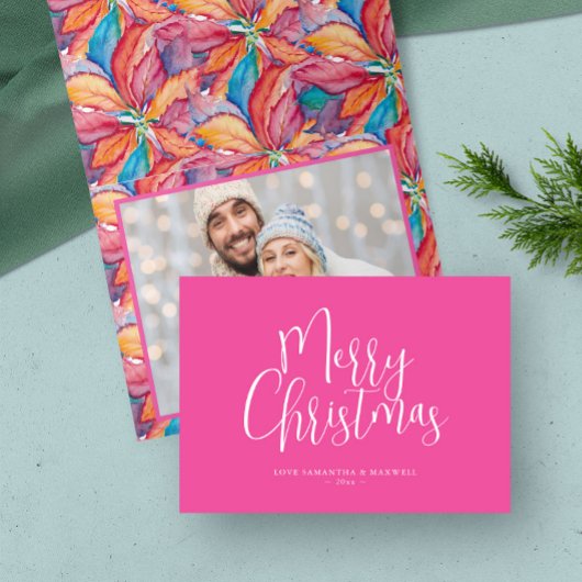 Cartes Pour Fêtes Annuelles Joyeux Noël rose tendance