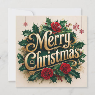 Cartes Pour Fêtes Annuelles Joyeux Noël Roses rouges et baies