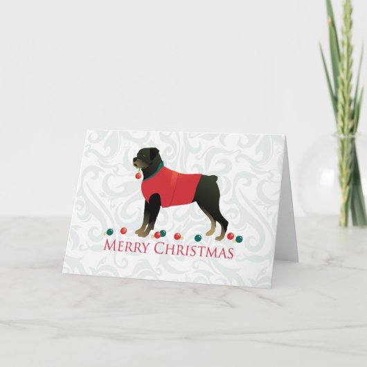 Cartes Pour Fêtes Annuelles Joyeux Noël Rottweiler (Devant)