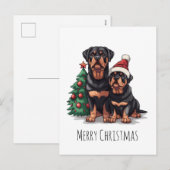 Cartes Pour Fêtes Annuelles Joyeux Noël Rottweiler Chien Arbre de Noël (Devant / Derrière)